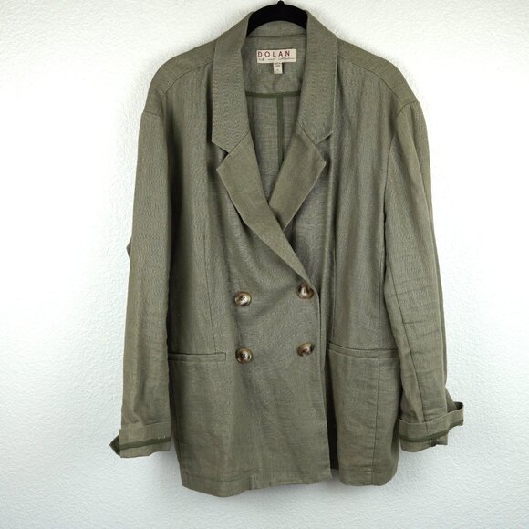 Dolan Slouchy Textured‎ Olive Green Linen Blazer Size XL - Picture 5 of 16